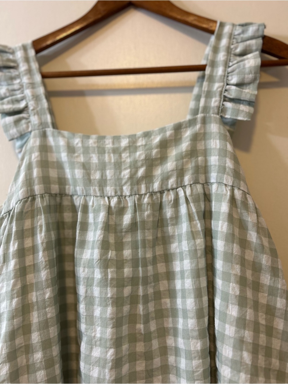mittoshop Mint Gingham Ruffle Strap Midi Dress - Picture 2 of 7